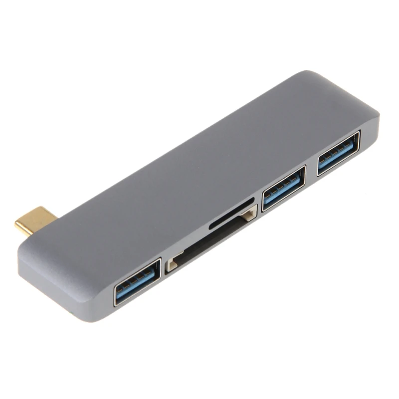 Aluminum USB HUB 5in1 Type C To USB 3.0 Hub Adapter SD TF Card Reader For Chromebook MacBook Pro PC computer