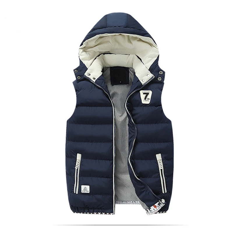 Hooded Men Autumn Winter Vest Male Thick Warm Waistcoat Cotton Casual Soft Vests Mens Windproof Sleeveless Jacket Parkas,1618