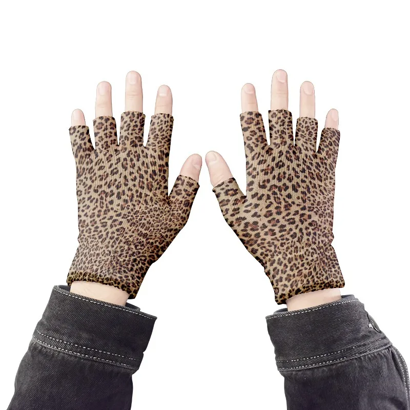 Women Leopard Gloves Fashion Elastic Five Fingers Gloves Men's Outdoor Fingerless Party Touch Screen Guantes cycling gloves fingerless gloves fishing gloves sports gloves tactical gloves half finger gloves compression gloves warm gloves sunscreen gloves fingerless gym gloves