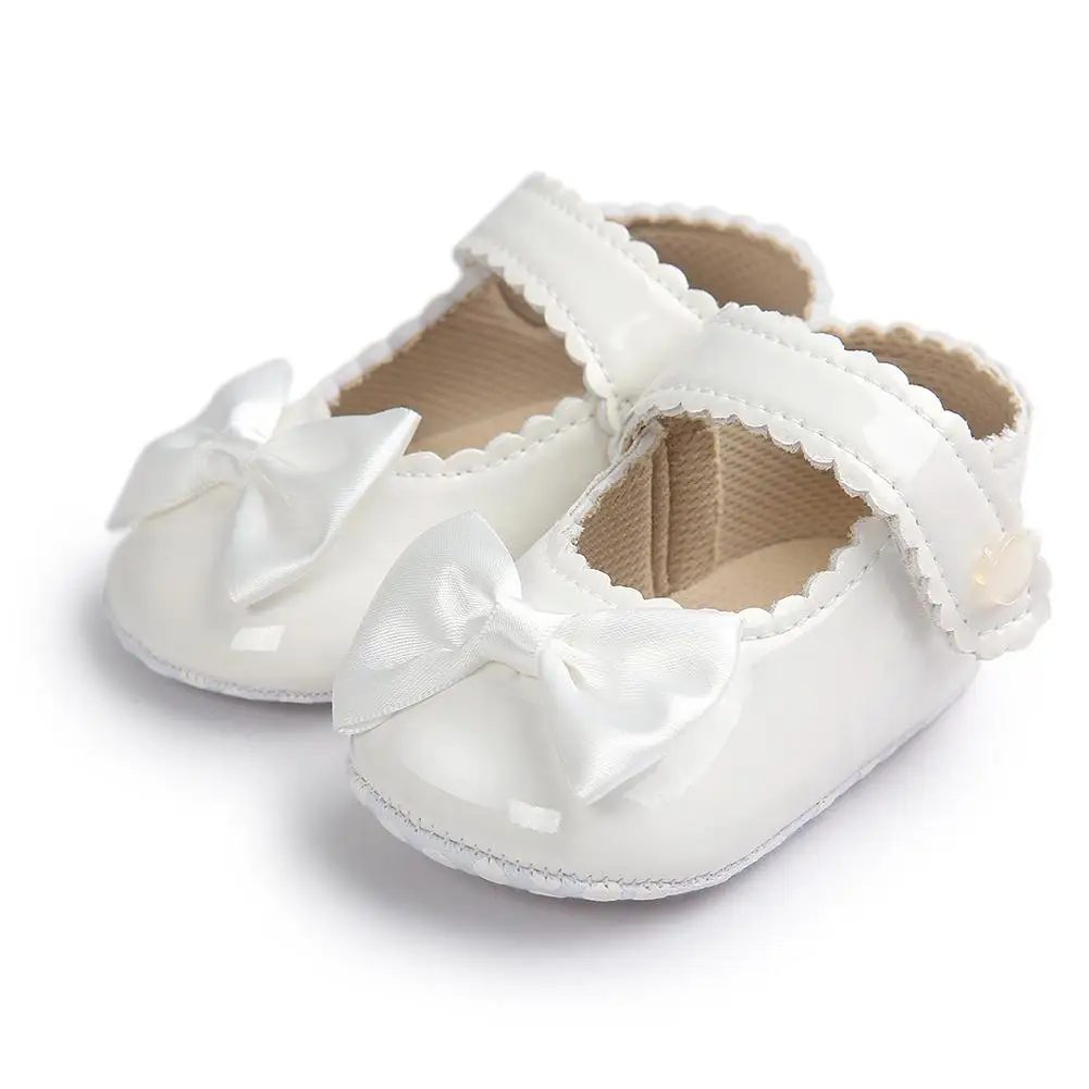 Дешевая распродажа; детская обувь с бантом для малышей; Светоотражающая обувь принцессы; нескользящая обувь с мягкой подошвой для малышей; товары для младенцев - Цвет: White L
