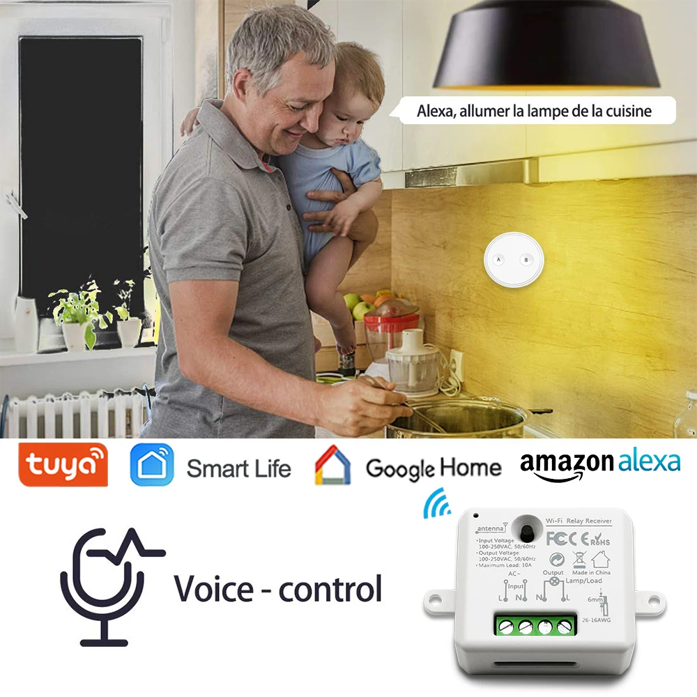 Remote Control Wireless Light Switch With Tiny Relay Module 2500w Magnetic  Wall Switch Or Be Portable 200m Range Easy To Install - Switches -  AliExpress