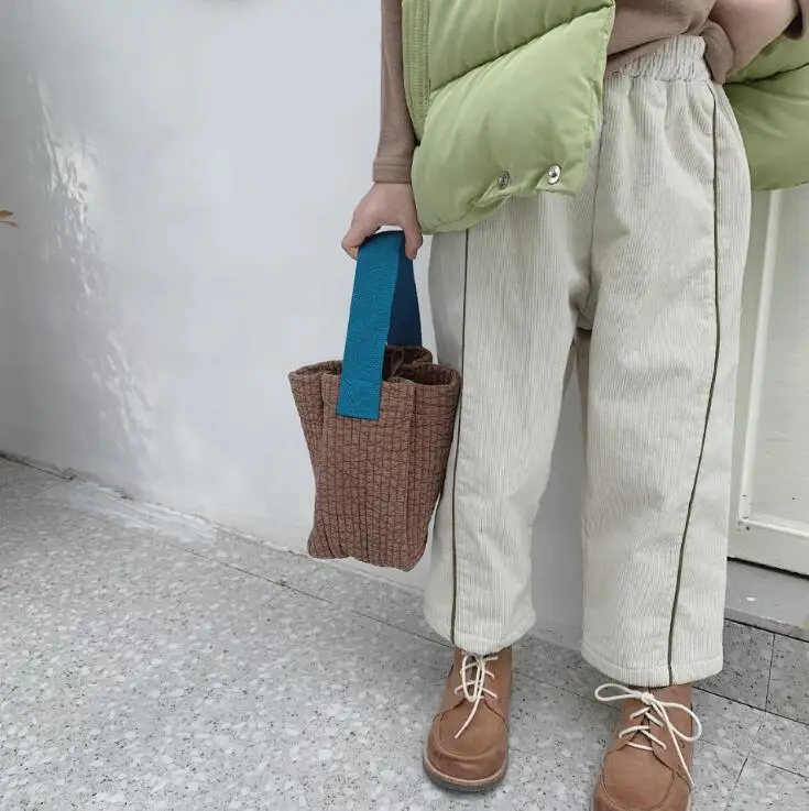 New Girls Boys Corduroy Thicken Pants Winter Fashion Kids Pants 2-7T PP397
