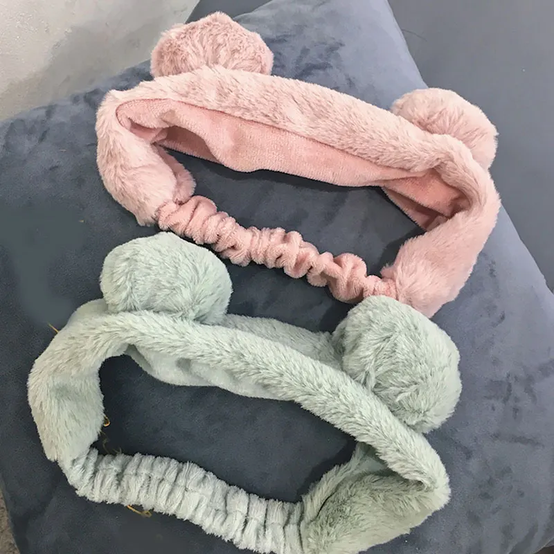 Короткий плюшевый меховой мячик повязка на голову макияж мытье лица волос эластичная чалма лента повязка для головы обертывание женские аксессуары для волос головной убор