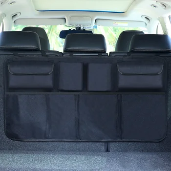 

Car Back Seat Trunk Organizer Adjustable Backseat Storage Bag Net High Capacity Multi-Use Oxford Automobile Seat Back Organizer