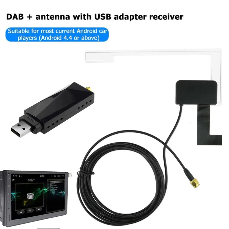 Автомобильная DAB антенна w USB адаптер приемник для Android автомобильный стерео плеер SMA DAB приемник коробка авто радио антенна антенный кабель