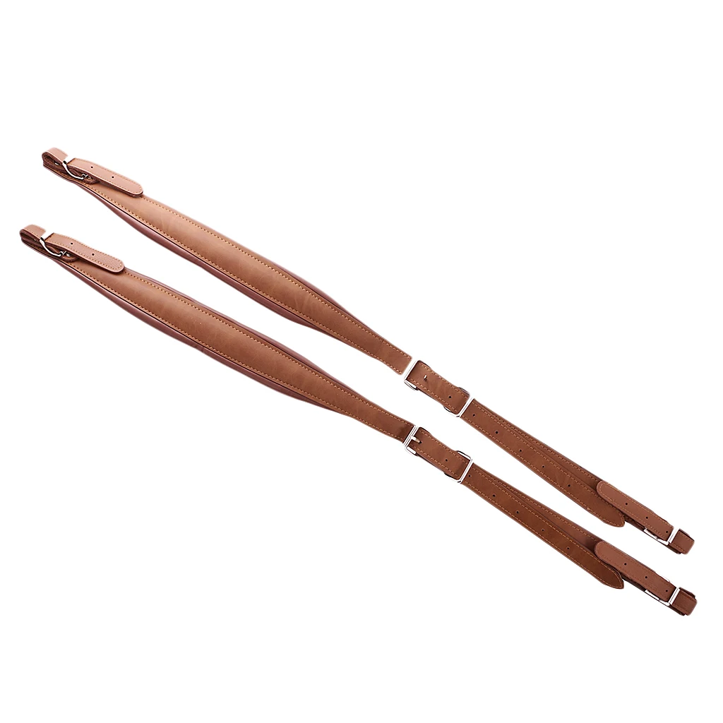 Two Pairs of PU Leather Shoulder Hardness Straps for 16-120 Bass Accordion