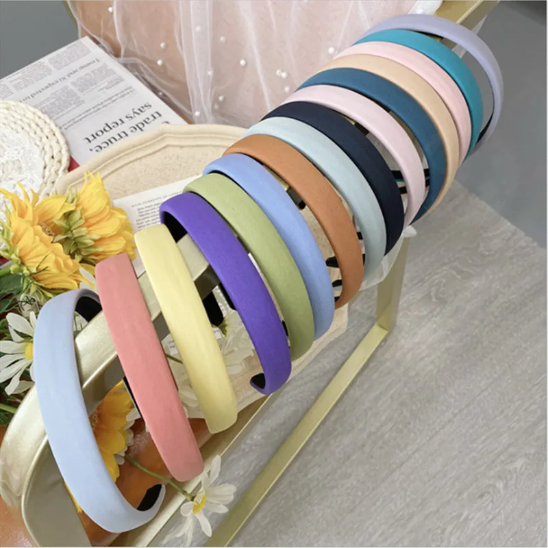 

Fashion hair accessories women candy-colored sponge headband solid color fine-edged fabric headband girl wild hair band headwear