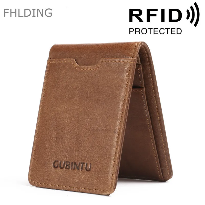 

High Quality Slim Leather ID/Credit Card Holder Bifold Front Pocket Wallet with RFID Blocking Business Card Holder Newly 2019