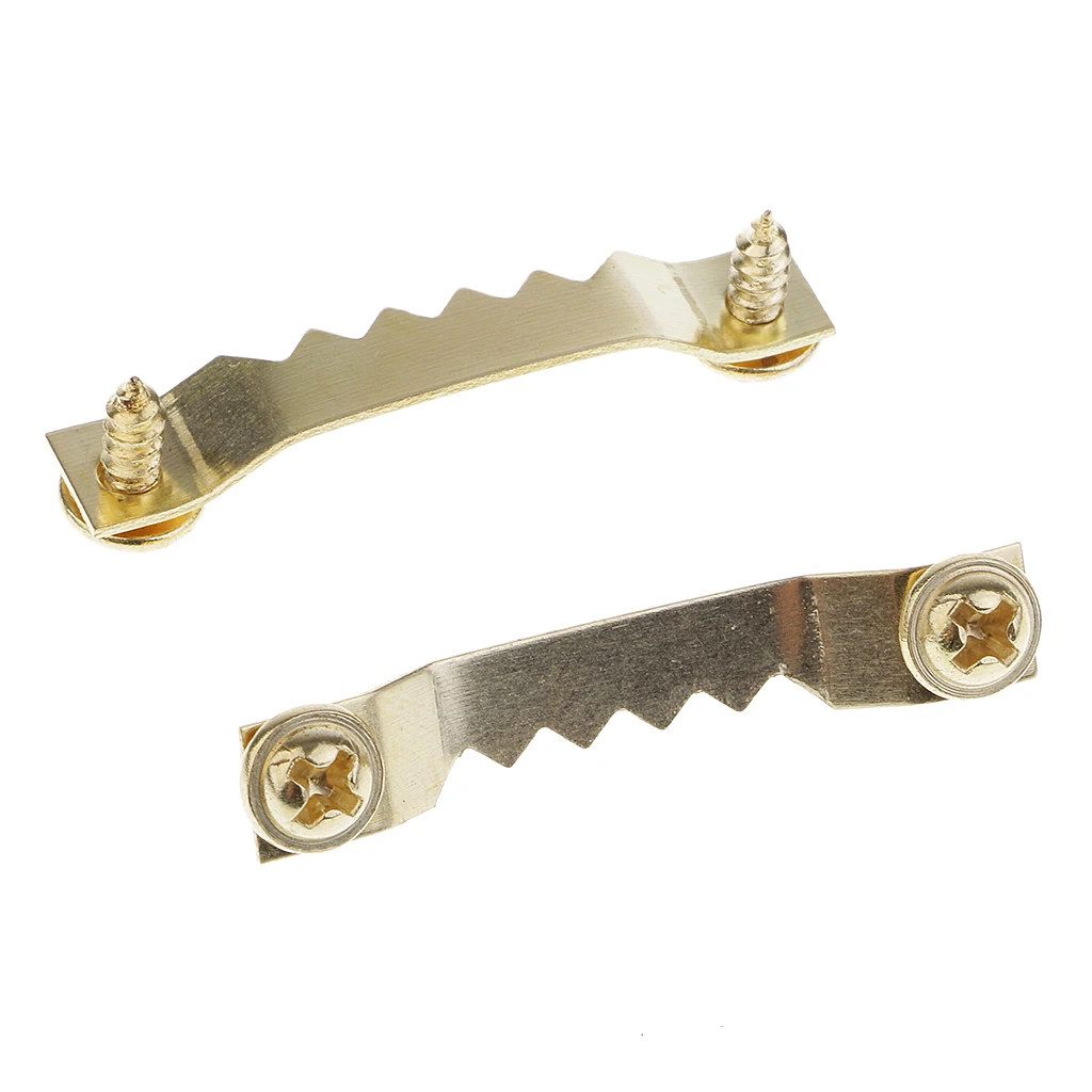 25/50 set of 8x45mm (with screws) golden oil painting frame hanging photo wall oil painting mirror mirror serrated hook hang Picture Frame Hangers