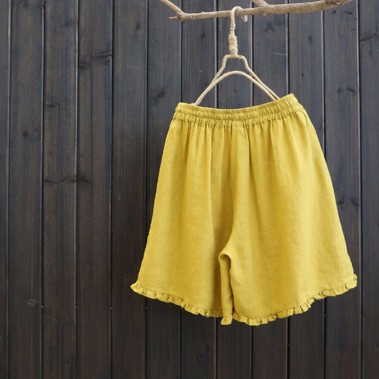 Loose high waist Linen shorts women summer new arrival casual wide leg hot breif all match soild short femme