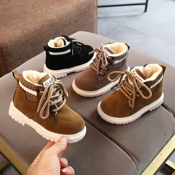 

Boys Rubber Boots New Autumn Winter PU Leather Waterproof Boot Kids Snow Boot Brand Girls Children's Boot Fashion Sneaker
