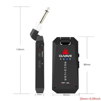 

5.8G Wireless Guitar System Transmitter Receiver Rechargeable For Electric Bass