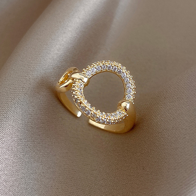 New Simple Temperament Finger Ring For Women Exquisite Rhinestone Zircon Adjustable Ring Girls Party Banquet Jewelry Gift