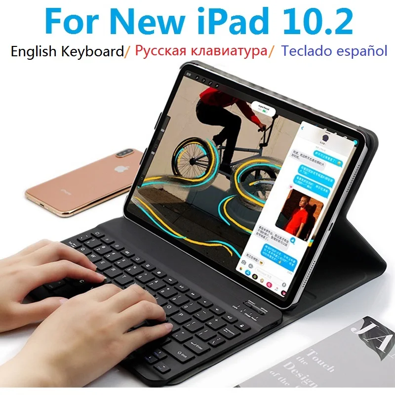 Чехол с клавиатурой для iPad 10 2 русская и испанская клавиатура съемный чехол A2197 A2198