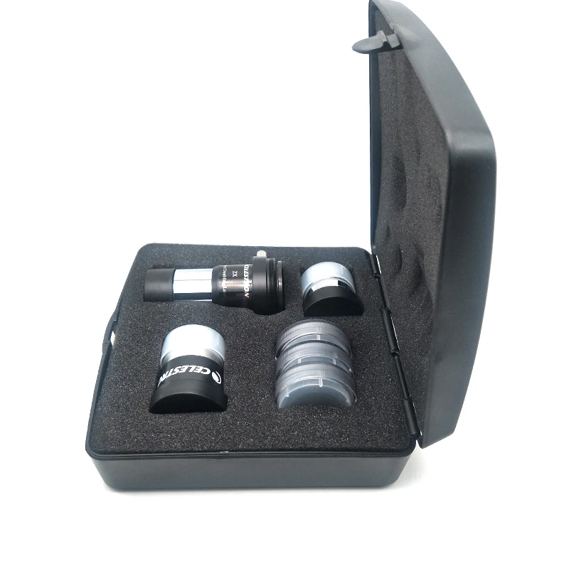 

Celestron AstroMaster Accessory Kit 15mm Kellner Eyepiece 6mm Plossl Eyepieces 2x Barlow Lens W/T-threads Moon Planetary Filter