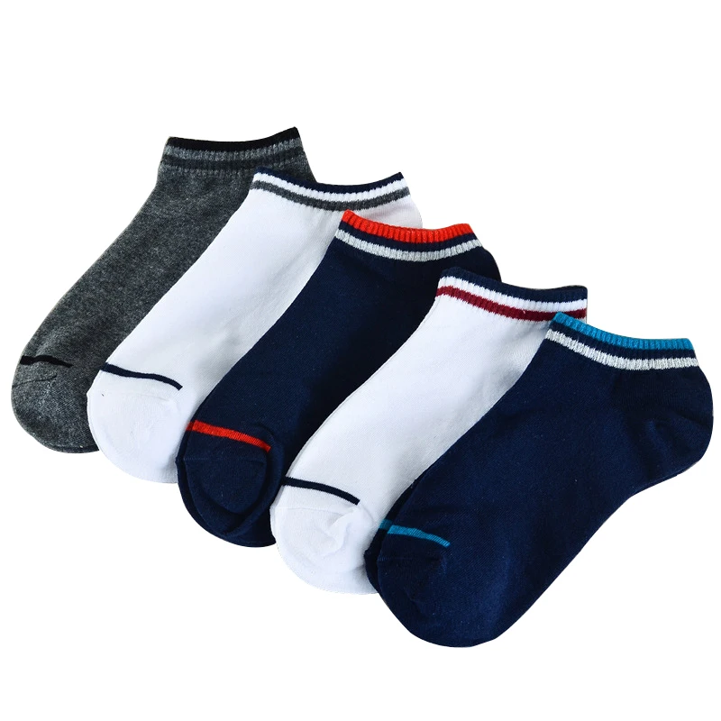 Мужские полосатые носки хлопковые модные однотонные носки-лодочки летние мужские повседневные дышащие носки Новые Meias 5 пар/лот