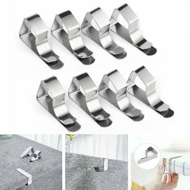 Picnic Table Cloth Holders Table Cloth Cover Clamps Stainless Steel Tablecloth Clips 6Pcs for Outdoor Parties Weddings Camping table cloth clips