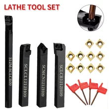  Tool box for lathe 4 pieces + carbide inserts CCMT09T304 + T15 wrench 