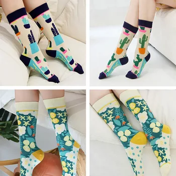 

3pair/set Flower Plant Whale Cactus Octopus Autumn Winter Street Style Socks Happy Socks Cotton Men Socks Female Women Socks