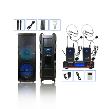 شراءSTARAUDIO مزدوج 15 بوصة 5000 واط الصوت بالطاقة النشطة DJ PA سمّاعات بلوتوث نظام 2CH UHF سماعة ميكروفون لاسلكي SDMN-15RGB