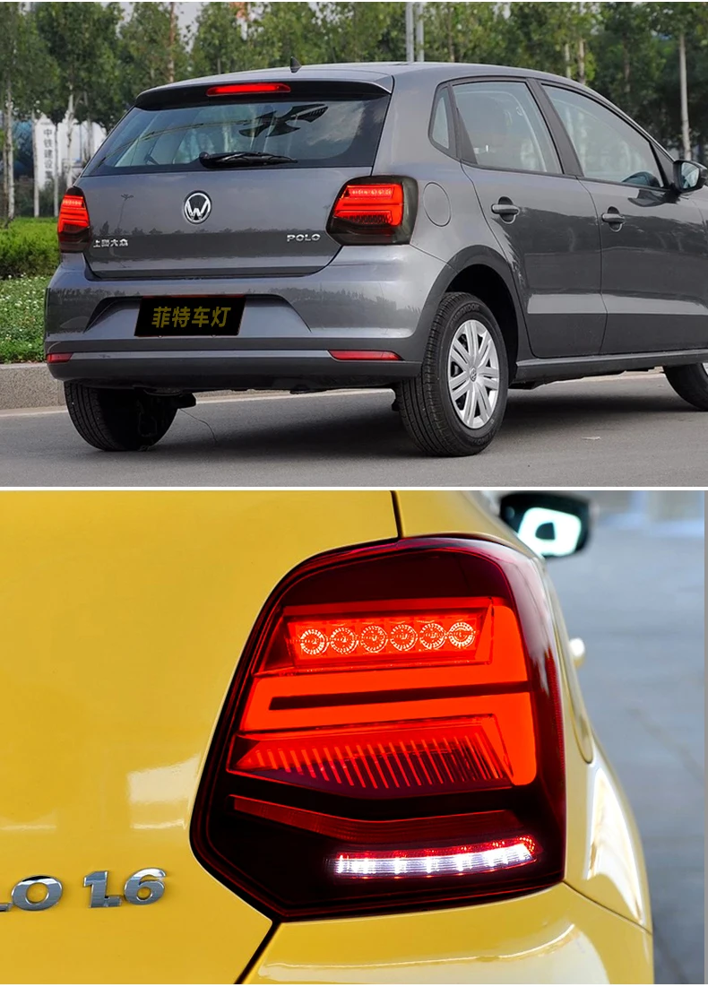 Автомобильный Стайлинг для Volkswagen VW Polo MK5 2011- задний светильник s светодиодный задний светильник DRL+ тормоз+ Реверсивный+ Желтый поворотный задний фонарь