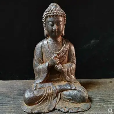 

Коллекция редкой старой династии Цин, статуя старой железной Будды, изысканное качество изготовления, бесплатная доставка