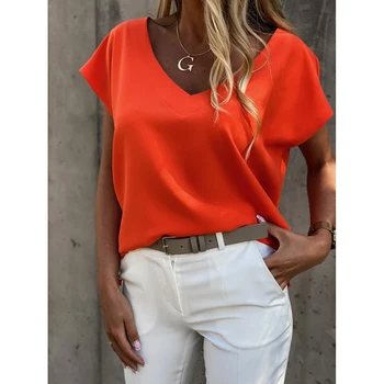 

2020 Summer Tshirt Women V Neck Batwing Short Sleeve Split Solid Tops Harajuku Casual Female Loose T Shirt Woman Clothes SJ6089V