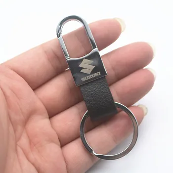 

Car Styling 3D Metal+Leather Emblem Car Key Ring Keychain Key Holder For Suzuki jimny SWIFT VITARA SX4