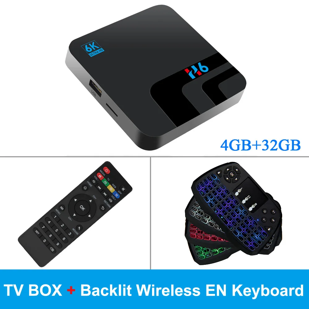 Backlit EN Keyboard H6 Android 9,0 Смарт ТВ приставка 4 ГБ/32 ГБ 2,4G WiFi приставка Allwinner H6 UHD 4K медиаплеер 6K HDR 100M USB3.0 H.265 VP9 - Цвет: Backlit EN Keyboard