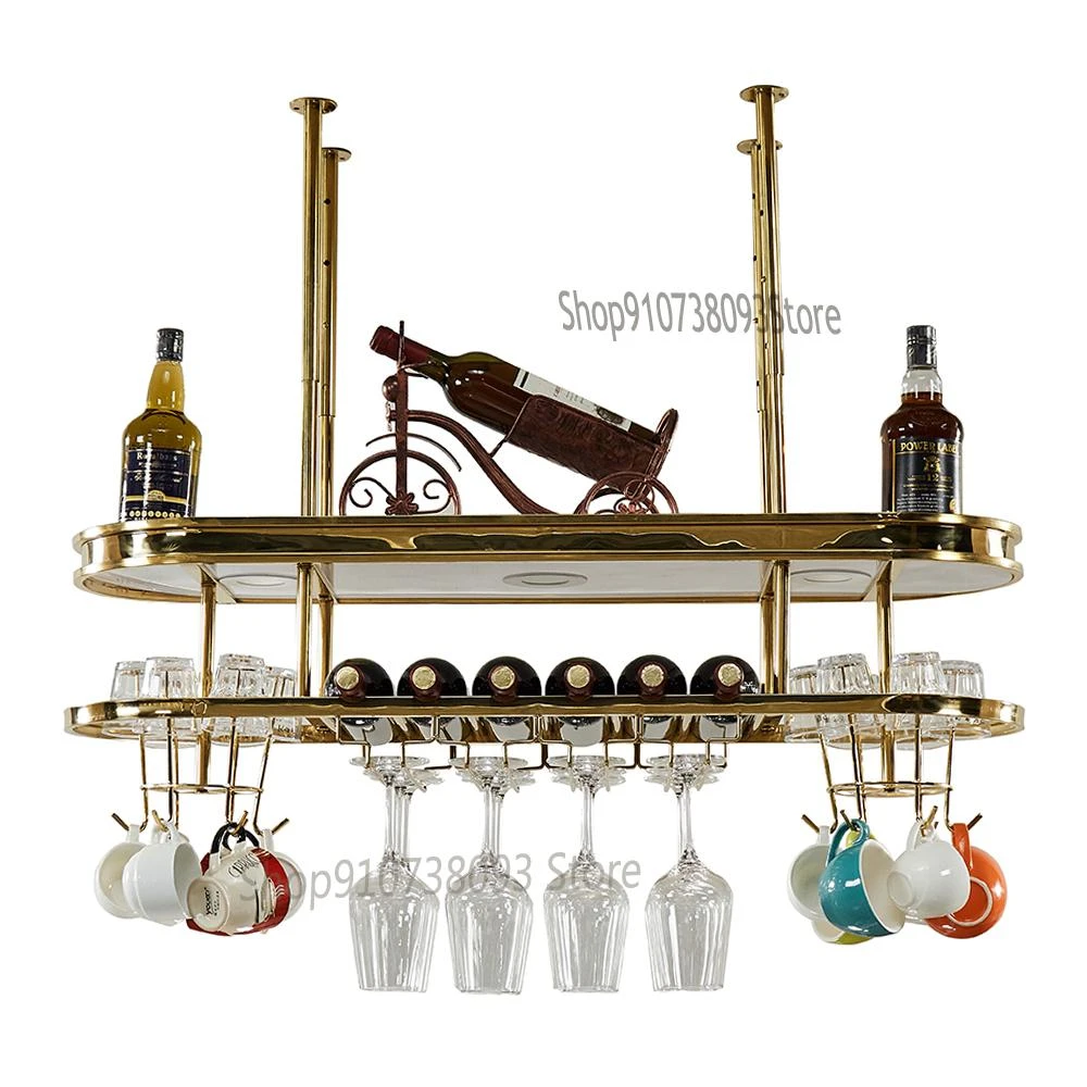 Armario de vino creativo de acero inoxidable, luz de lujo, bar, estante colgante de vidrio al revés, gobl para hogar|Muebles bar y bodega| - AliExpress