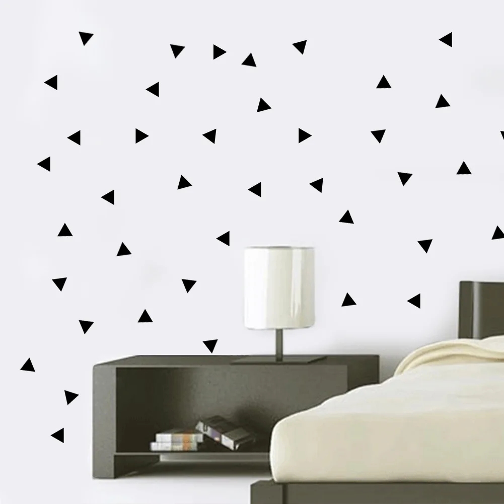 

5cm Triangles Wall Stickers, 154pc/Sheet Black DIY Modern Vinyl Wall Art Home Decor, Baby Nursery Kids Room Wall Decals