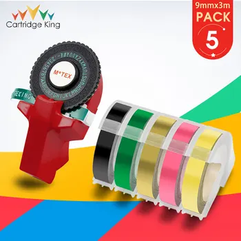 

MOTEX E101 Print with Compatible DYmo Pink/Light Yellow/Gold/Green/Black 9mm Label Tape DIY Plastic 3D Embossing Ribbon Sticker