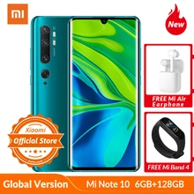 Глобальная версия Xiaomi Mi Note 10 6GB 128GB 108MP Penta камера Смартфон Snapdragon 730G 5260mAh 30W Быстрый 6,47 ''AMOLED дисплей