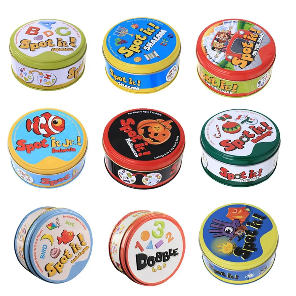 Juego de cartas con puntos para niños, caja de hierro, deporte, Go, Camping, Hip, regalo, animales, 1234