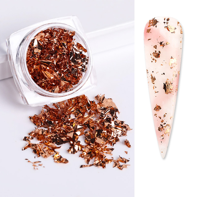 Foil Sequins For Nails Gold Silver Irregular Glitter Flakes Mirror Chrome Powder Manicuring Winter Decorations