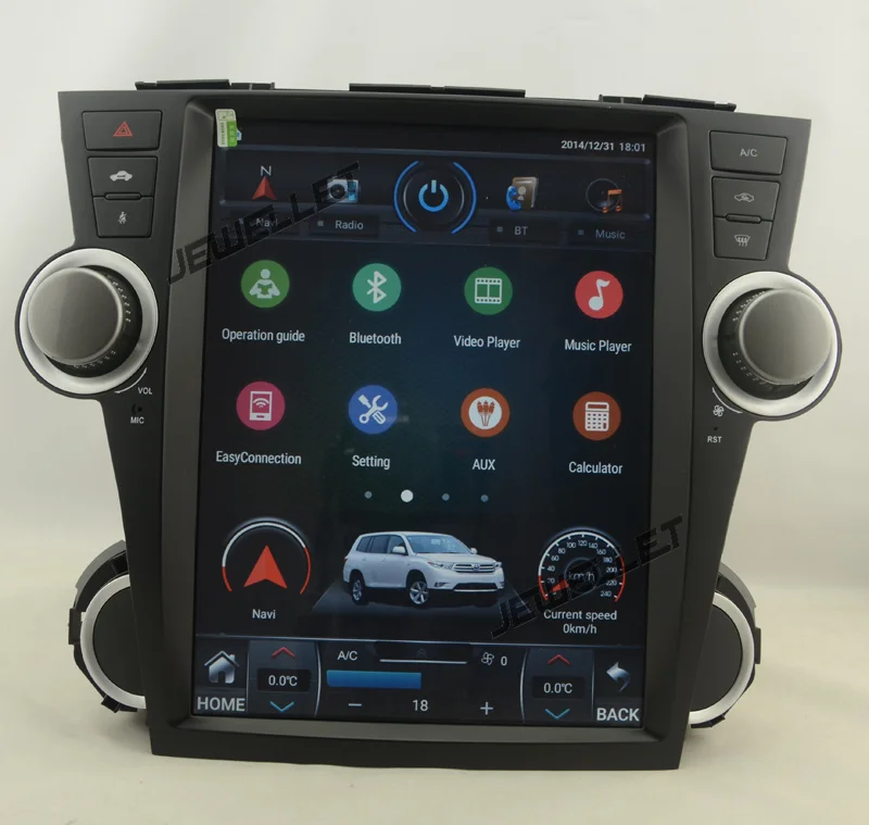 12," tesla стильный вертикальный экран Восьмиядерный Android 8,1 автомобильный стерео мультимедийный плеер для Toyota Highlander Kluger 2008-2013