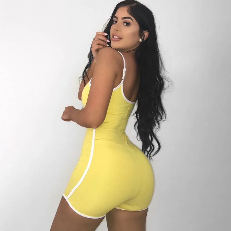

2020 Sexy Fashion New Button Bodycon Bodysuit Shorts Romper Leotard Sleeveless Bodysuit Clubwear Jumpsuit
