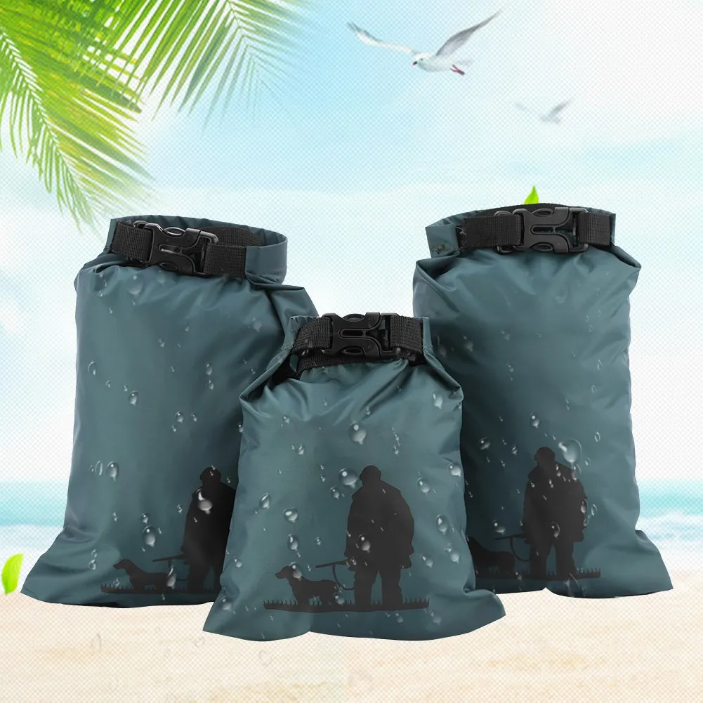 

Free Shipping 3 pcs Set Outdoor Swimming Waterproof Bag Camping Rafting Storage Dry Bag With Adjustable Strap Hook New