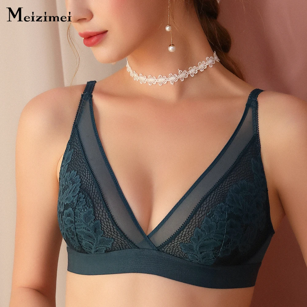 Meizimei Minimizer Lace Bras For Women Sexy Bralette 40 42 Push Up Top BH  Plus Size Brassiere Girl Lady Large Underwire