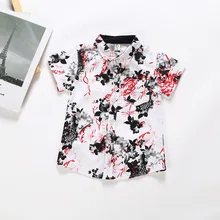 Summer Wear Korean-style New Style CHILDREN'S Shirt Plant Flower Print Shirt Korean-style Children Shirt