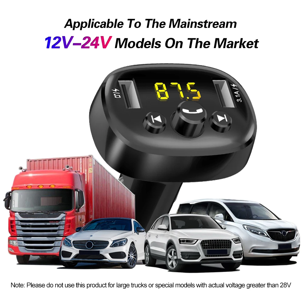 Автомобильное зарядное устройство USB с fm-передатчиком, аудио mp3-плеер, Bluetooth 5,0, приемник, двойное зарядное устройство USB, TF карта, музыкальный автомобильный комплект HandFree