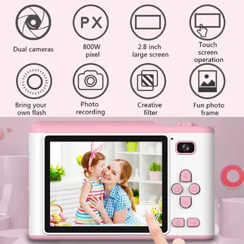 

C4 2.8" Touch Screen Mini Record Camera 8M Lens Digital Kids Camera 16G Card