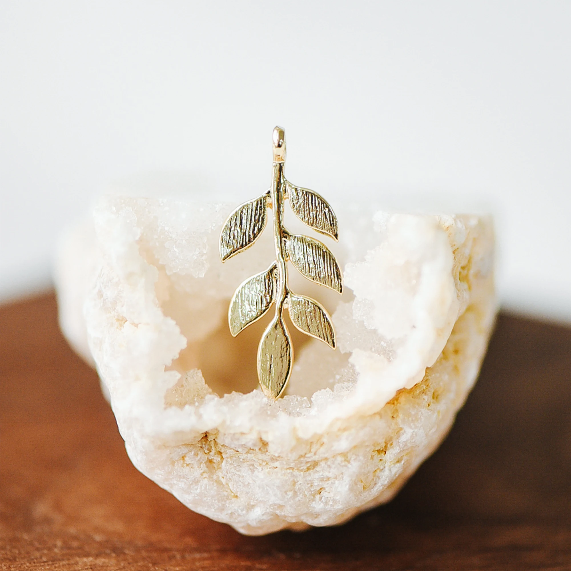 

10pcs Leaf Charms 25x11mm, Real Gold Plated Brass Branch Pendants For Jewelry Making DIY Accessories (GB-214)