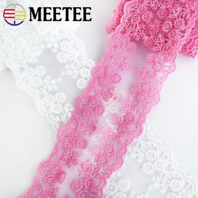MEETEE 15Yards 11cm Mesh Cotton Embroidery Lace Ribbon Garment Trims DIY Child Dress Decoration Trim Sewing Accessories | Дом и сад