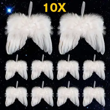 

10pcs/set Angel Feather Wing Pink White Hanging Ornament Party Decoration Wedding Party Christmas Decor Props Ornament