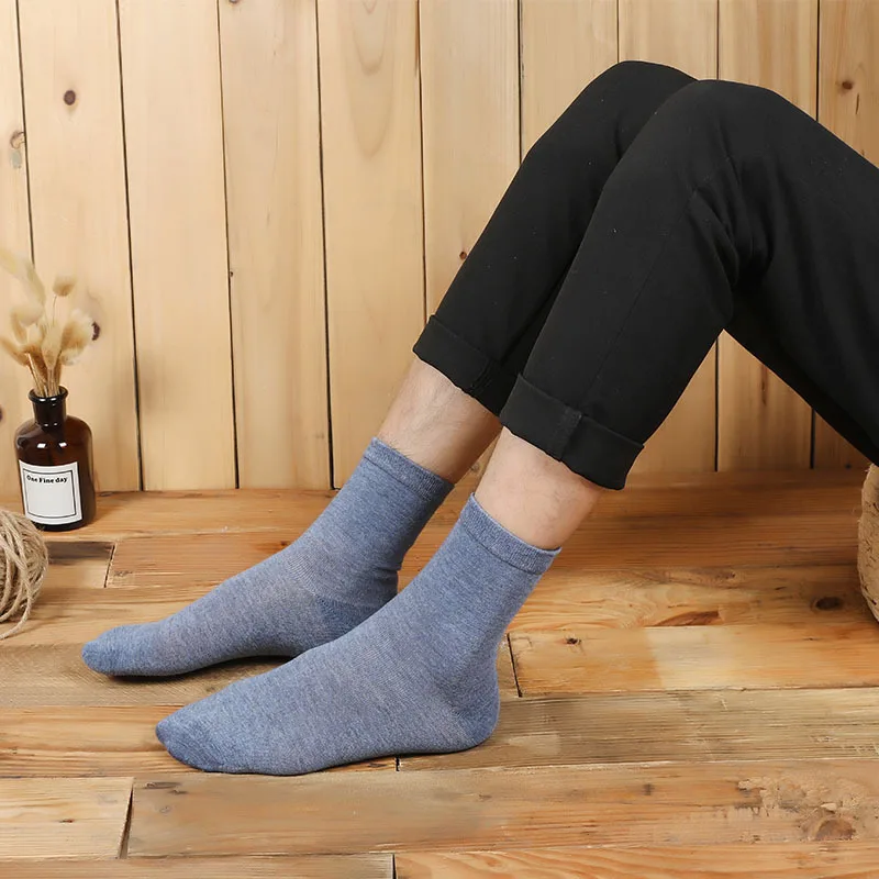 4 пара/лот = 8 шт., однотонные повседневные мужские модные носки, Осень-зима, теплые хлопковые носки, деловые мужские носки
