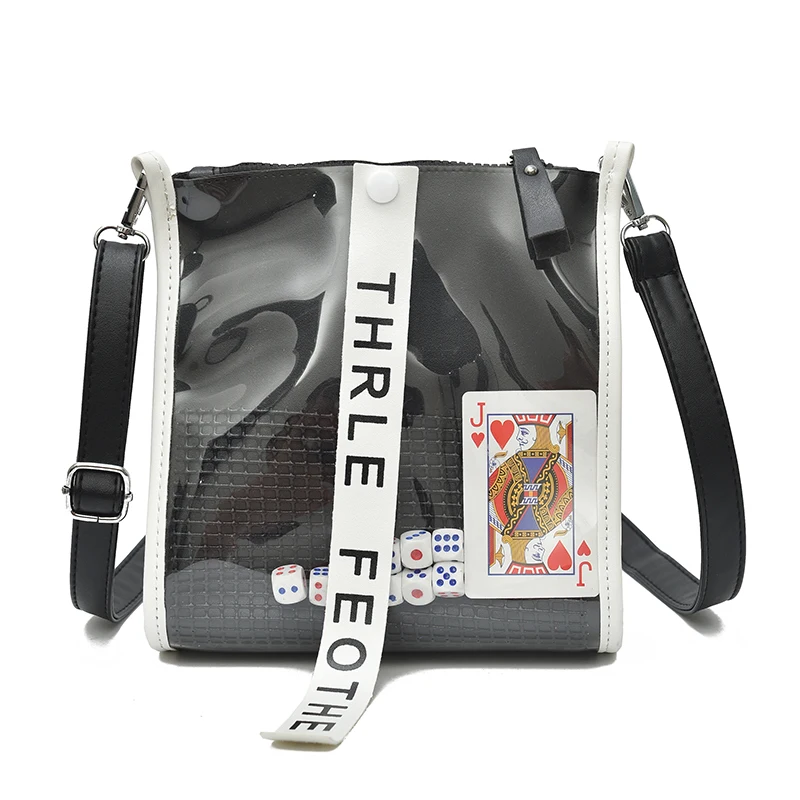 

High Street 2019 Ulzzang Patchwork Letter Canvas Tassel Transparent Pu Mini Bags Student Hipster Shoulder Crossbody Messenger