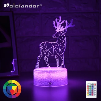 

Newest Kid Light Night 3D LED Night Light Creative Table Bedside Lamp Romantic Elk light Kids Gril Home Decoration Gift
