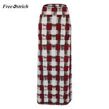 Страусиная Женская юбка, сексуальная Женская Повседневная линия, Геометрическая клетчатая сумка с принтом, юбка в стиле «рыбий хвост», длинная юбка макси, N.01
