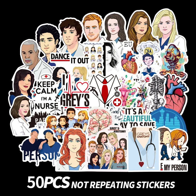 50 шт. ТВ-шоу GREYS Anatomy Водонепроницаемая наклейка s детская игрушка Наклейка автомобильный Декор Наклейка на скейтборд для телефона дневник ноутбук F3 - Цвет: 50pcs